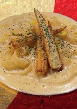 ヤングコーンクリームパスタ-レシピのメイン写真