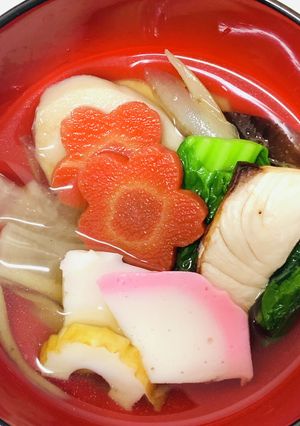 かつお菜（勝男菜）の入った博多雑煮-レシピのメイン写真