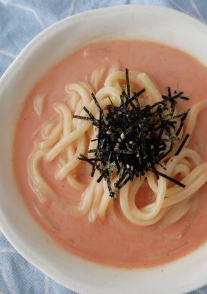 レンジ4分皿1つ。ロゼクリームうどん-レシピのメイン写真