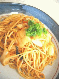 一人でこっそり刺激的ランチ【キムチ&明太子のパスタ】-レシピのメイン写真