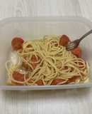 にんにくと冷凍トマトの冷製パスタ