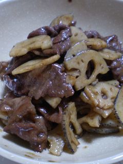 れんこんと牛肉の甘辛炒め☆-レシピのメイン写真