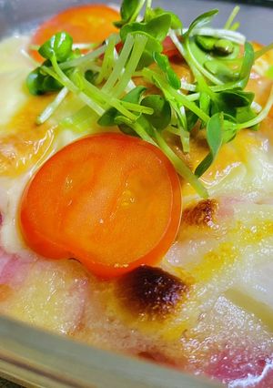 かぶとお餅とベーコンのマヨグラタン-レシピのメイン写真