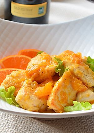 やわらか鶏むね肉のオレンジソース煮♪-レシピのメイン写真