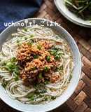 塩ラーメン風♪♪肉味噌たっぷりスープ素麺