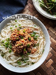 塩ラーメン風♪♪肉味噌たっぷりスープ素麺-レシピのメイン写真