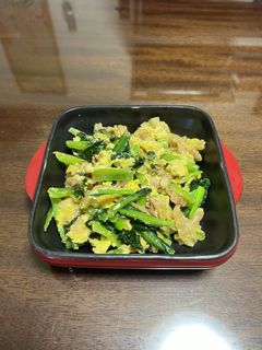 小松菜と豚肉の卵とじ-レシピのメイン写真