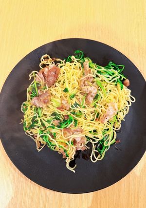 【超簡単】豆苗豚肉塩焼きそば【ラード】-レシピのメイン写真