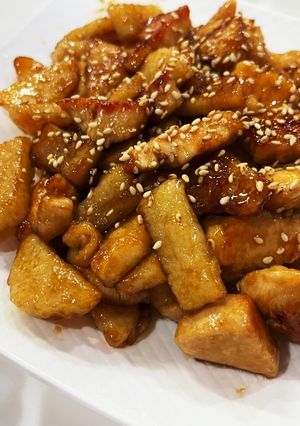 長芋と鶏肉とクルミの照り焼き-レシピのメイン写真