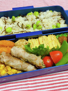 時短お弁当盛り付け記録 豚肉の大葉チーズ-レシピのメイン写真