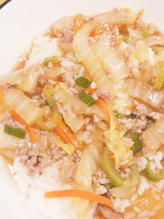 簡単&節約☆白菜とひき肉のあんかけ丼-レシピのメイン写真