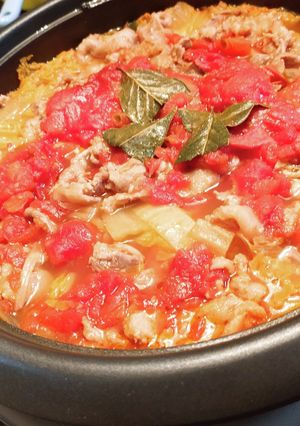 豚肉のトマト蒸し鍋☆締め雑炊☆締めパスタ-レシピのメイン写真