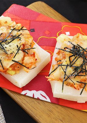トースターで簡単！お餅キムチピザ-レシピのメイン写真