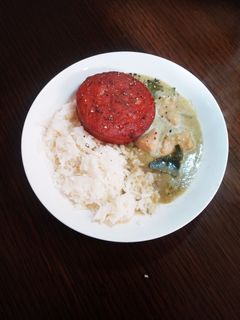 簡単☆ハムステーキ添えタイカレー&ごはん-レシピのメイン写真