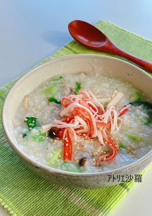 レンジで5分！カニカマ＆野菜のお粥-レシピのメイン写真