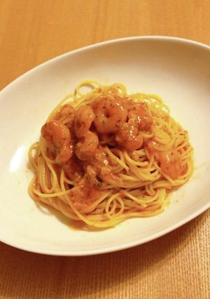 15分で！エビのトマトクリームパスタ-レシピのメイン写真