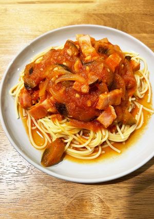 簡単♡茄子とベーコンのトマトソースパスタ-レシピのメイン写真