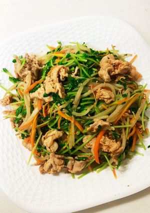 豆苗と豚肉でプルコギ風-レシピのメイン写真