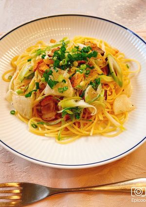 深谷ネギと自家製ベーコンのぺぺロンチーノ-レシピのメイン写真
