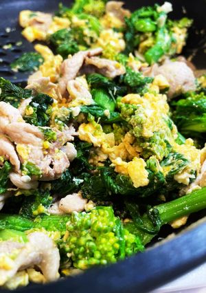 菜の花と豚肉炒め-レシピのメイン写真