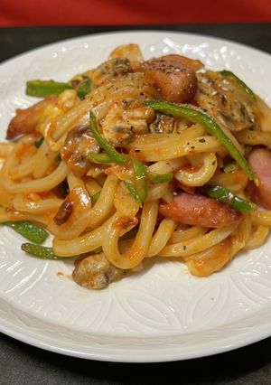 冷凍うどんで5分で出来るナポリタン-レシピのメイン写真