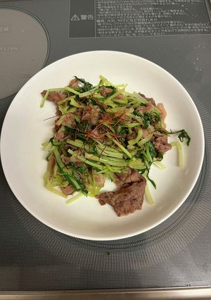 牛コマと水菜炒め-レシピのメイン写真