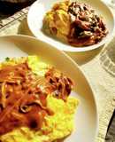 ブラウンソースのオムライス＆パスタ