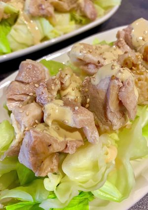 レンチンのみ！鶏キャベツの胡麻マヨソース-レシピのメイン写真