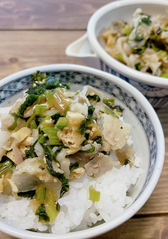 豚バラと小松菜とお揚げの炒め煮-レシピのメイン写真