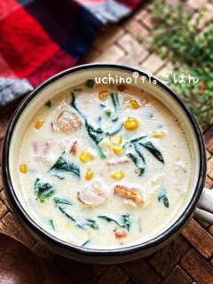 つぶつぶコーンとほうれん草の豆乳スープ-レシピのメイン写真