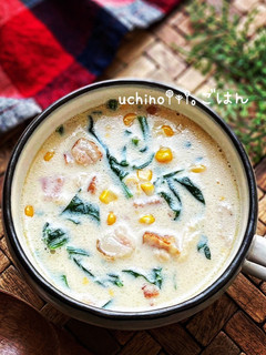 つぶつぶコーンとほうれん草の豆乳スープ-レシピのメイン写真
