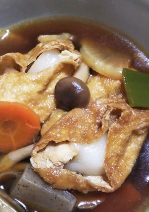 餅の入った福袋をのせた けんちん汁-レシピのメイン写真