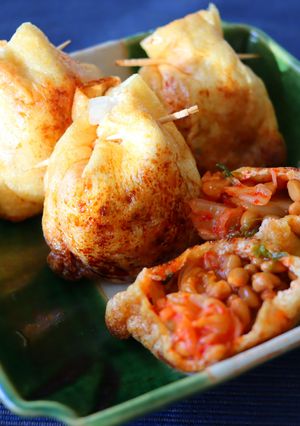 美味しく腸活♫納豆キムチの巾着焼き-レシピのメイン写真
