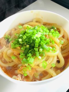 包丁要らず5分で出来る鯖味噌キムチうどん-レシピのメイン写真