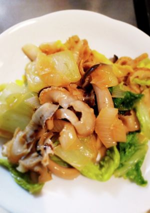 ホタテの貝ひもと白菜&きのこのバター醤油-レシピのメイン写真