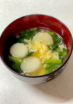 ほうれん草 お麩 かきたま味噌汁^^-レシピのメイン写真