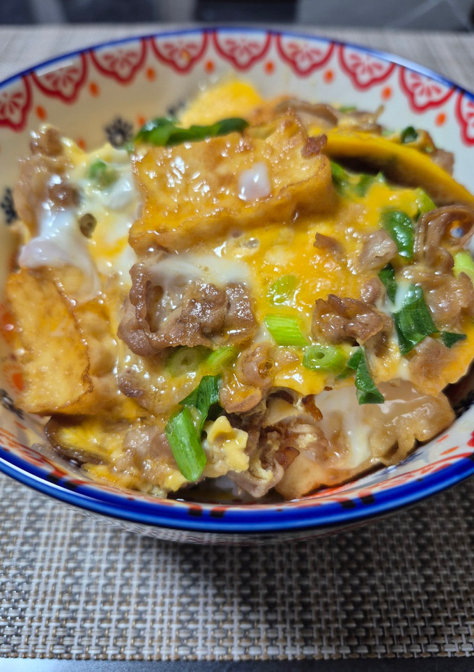 簡単！節約♪厚揚げと豚こまの卵とじ丼☆-レシピのメイン写真