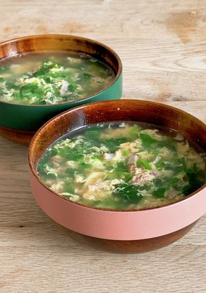 ５分完成＊ほうれん草とベーコンの卵スープ-レシピのメイン写真