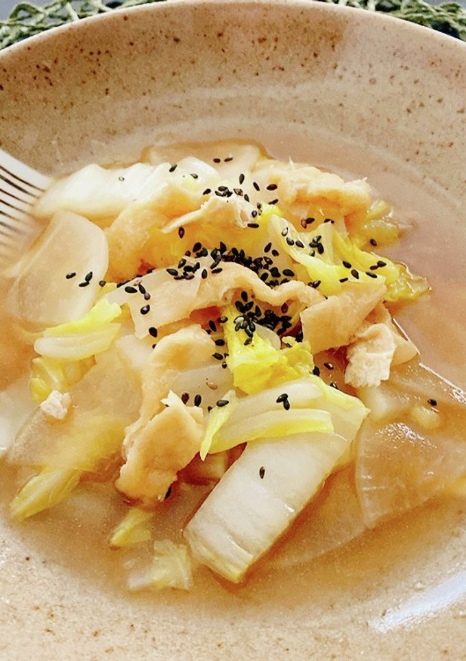 レンジで白菜、大根、油揚げのさっと煮。-レシピのメイン写真