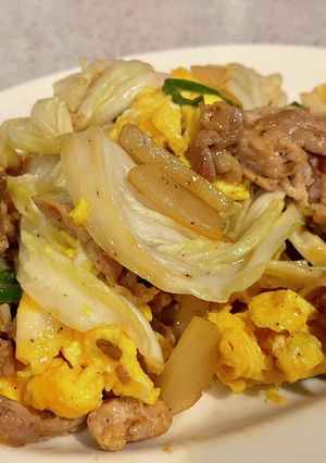キャベツと菊芋の豚卵炒め-レシピのメイン写真