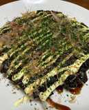 かぼちゃの天ぷら入りのお好み焼き♬