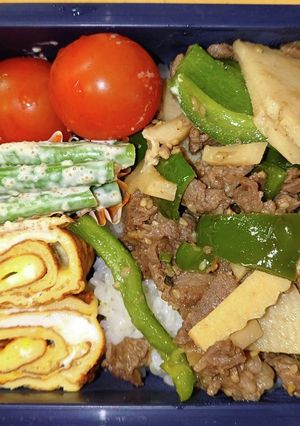 プルコギビーフでチンジャオロース　弁当-レシピのメイン写真