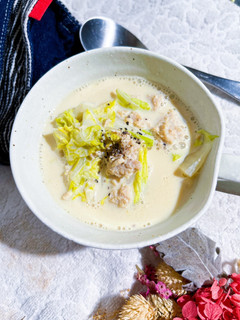 寝起き5分!豆乳と白菜の朝食スープ-レシピのメイン写真