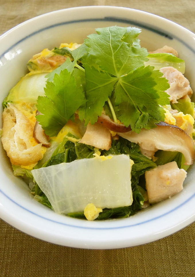 白菜と油揚げの卵とじ丼-レシピのメイン写真