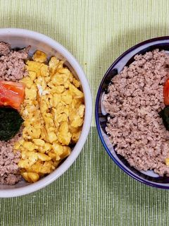 豚ひき肉と炒り卵のそぼろ丼-レシピのメイン写真