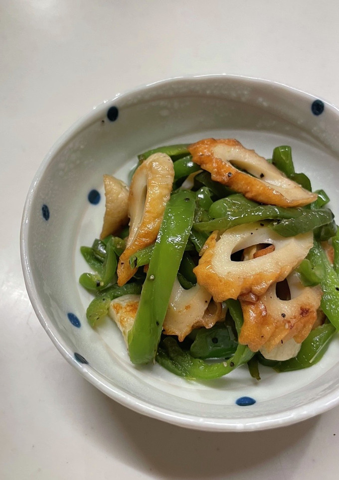 取り分け｜ちくわとピーマンの麺つゆ炒め-レシピのメイン写真