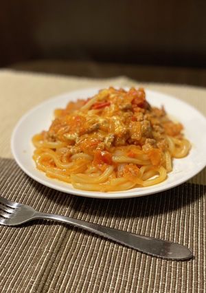 冷凍うどんで韓国風ロゼクリームうどん-レシピのメイン写真
