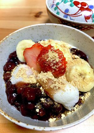 汁粉リメイク和スイーツ　クリームぜんざい-レシピのメイン写真