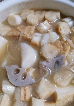 残ったお味噌汁にストックの山芋煮物いれる-レシピのメイン写真