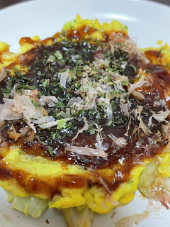余ったお餅と冷蔵庫の中身でお好み焼き風-レシピのメイン写真